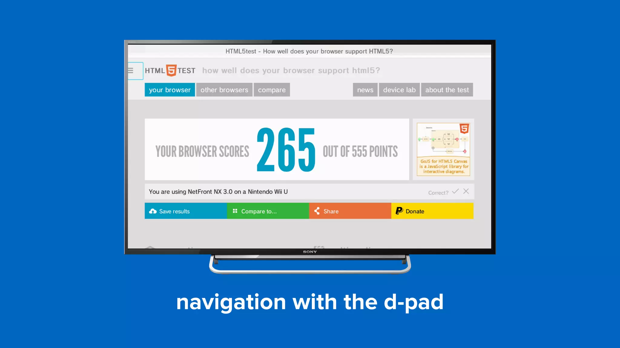 navigation with the d-pad
 