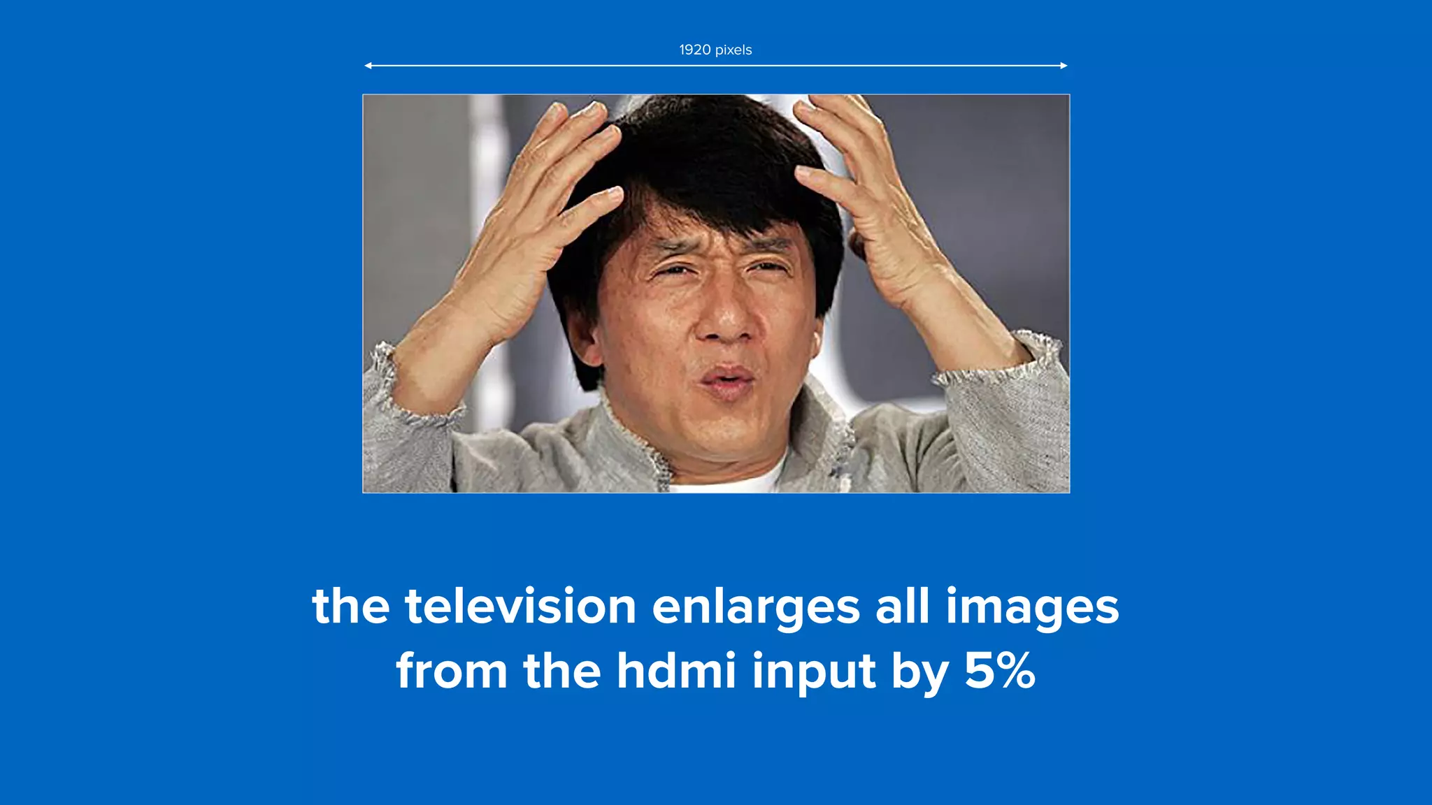 the television enlarges all images  
from the hdmi input by 5%
1920 pixels
 