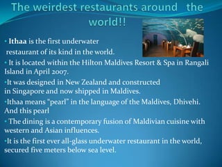 Weirdest restaurants description