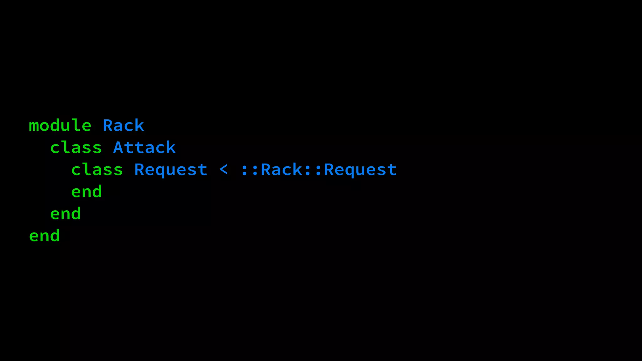 module Rack 
class Attack 
class Request < ::Rack::Request 
end 
end 
end 
 