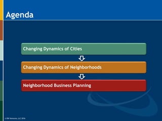 © RW Ventures, LLC 2016
Agenda
Changing Dynamics of Cities
Changing Dynamics of Neighborhoods
Neighborhood Business Planning
 