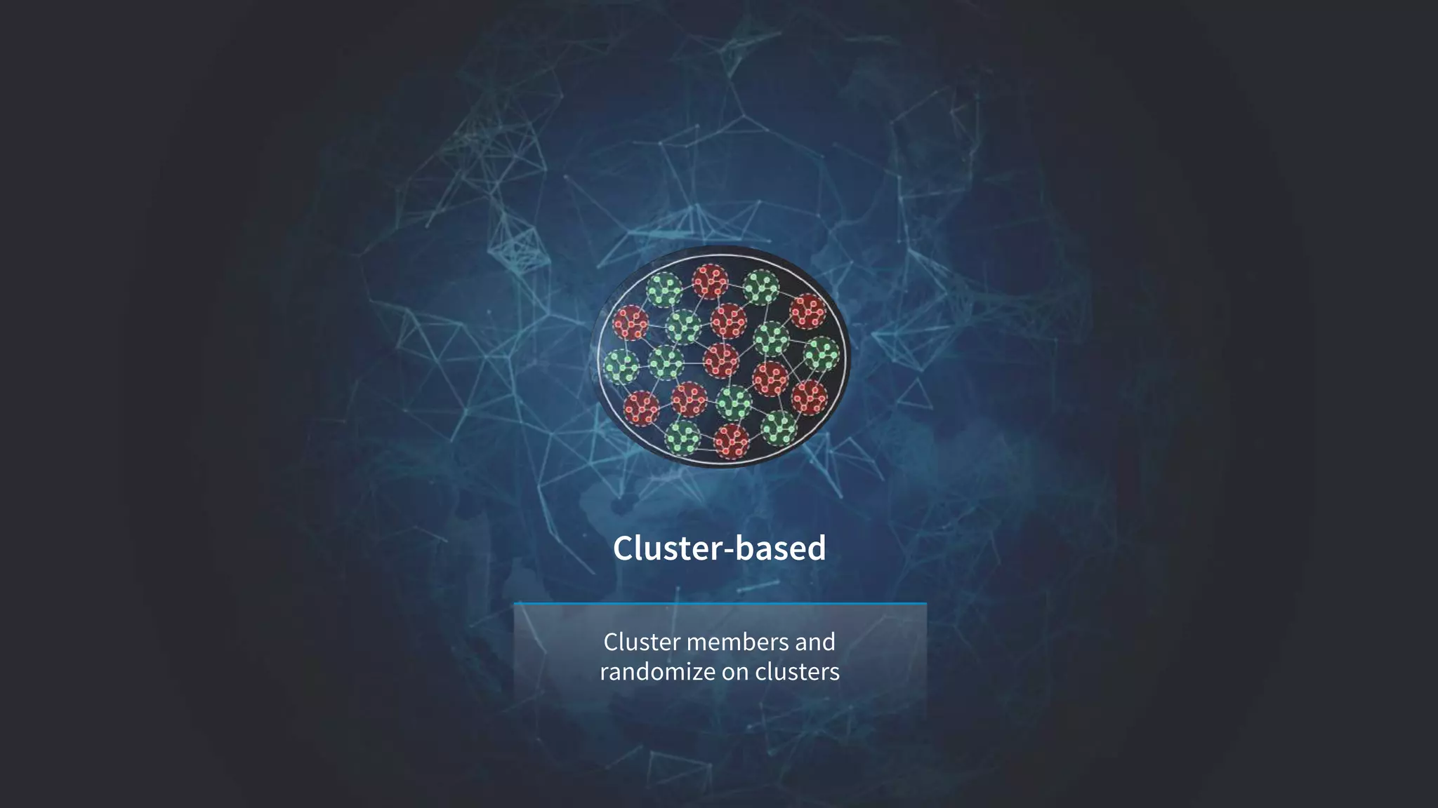 Cluster members and
randomize on clusters
Cluster-based
 