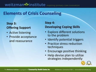 Step 4:
Developing Coping Skills
• Explore different solutions
to the problem
• Identify potential triggers
• Practice str...