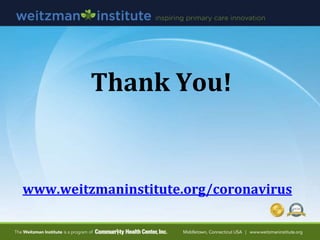 Thank You!
www.weitzmaninstitute.org/coronavirus
 