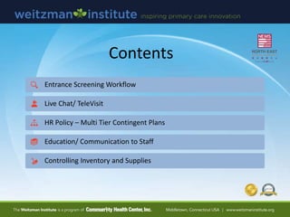 Entrance Screening Workflow
Patient Goes to NEMS
Entrance Security
conducts:
- Questionnaire
- Patients sanitize
Hands
If ...