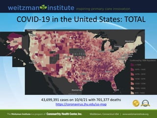 43,699,391 cases on 10/4/21 with 701,377 deaths
https://coronavirus.jhu.edu/us-map
COVID-19 in the United States: TOTAL
 