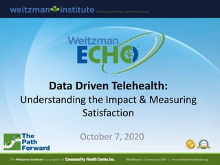 Data Driven Telehealth:
Understanding the Impact & Measuring
Satisfaction
October 7, 2020
 