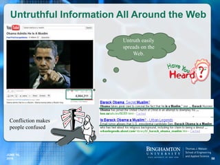 58
Untruthful Information All Around the Web
Untruth easily
spreads on the
Web.
Confliction makes
people confused
JUNE 16,
2016
 