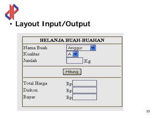 • Layout Input/Output




                        33
 