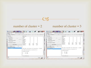 ?
number of cluster = 2 number of cluster = 3
 