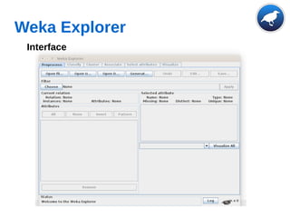 Weka Explorer
Interface
 