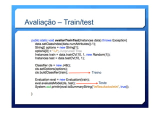 Avaliação – Train/test
Treino
Teste
 