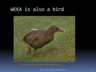 WEKA is also a bird
5
Copyright: Martin Kramer (mkramer@wxs.nl)
Gary M. Weiss, CIS Dept, Fordham University
 