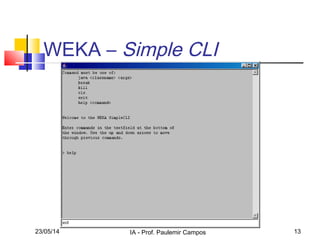 23/05/14 IA - Prof. Paulemir Campos 13
WEKA – Simple CLI
 