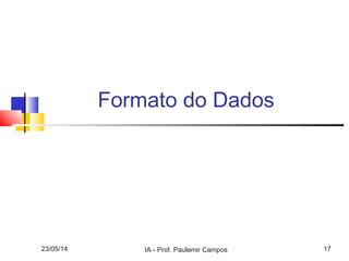 23/05/14 IA - Prof. Paulemir Campos 17
Formato do Dados
 