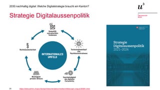 20
2030 nachhaltig digital: Welche Digitalstrategie braucht ein Kanton?
Strategie Digitalaussenpolitik
https://www.admin.ch/gov/de/start/dokumentation/medienmitteilungen.msg-id-80981.html
 