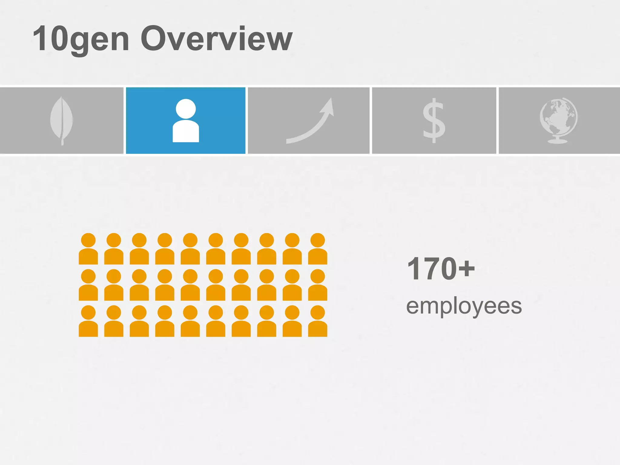 10gen Overview




                 170+
                 employees
 