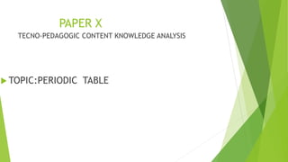 PAPER X
TECNO-PEDAGOGIC CONTENT KNOWLEDGE ANALYSIS
 