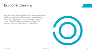 Atkins Acuity21 July 2016 39
We can provide deep analysis on the economic potential
and impact of projects. We advise on how clients can
best meet the needs of a city, community, region or
country, identifying the opportunities, shaping the
optimum plan and advising on its implications.
Economic planning
 