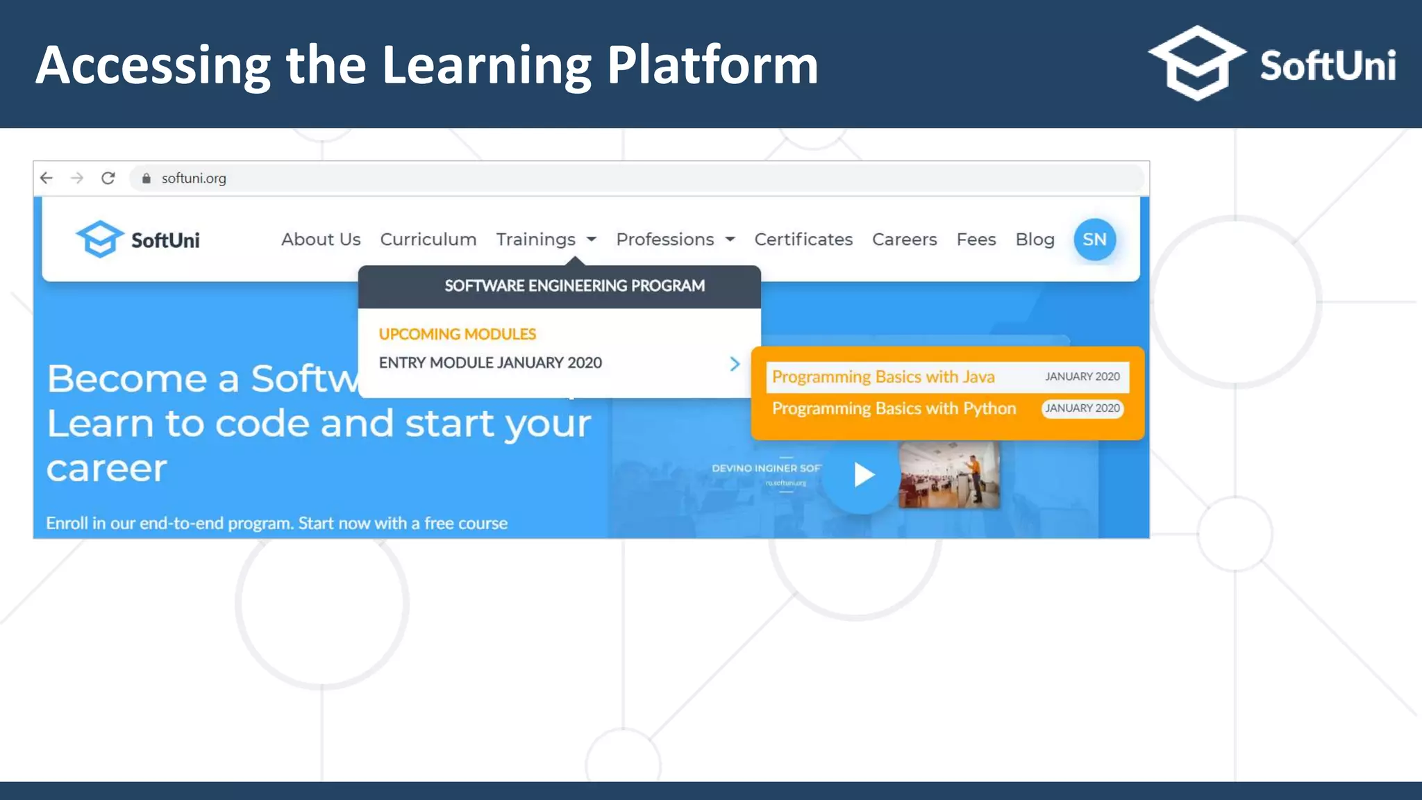 Accessing the Learning Platform
 