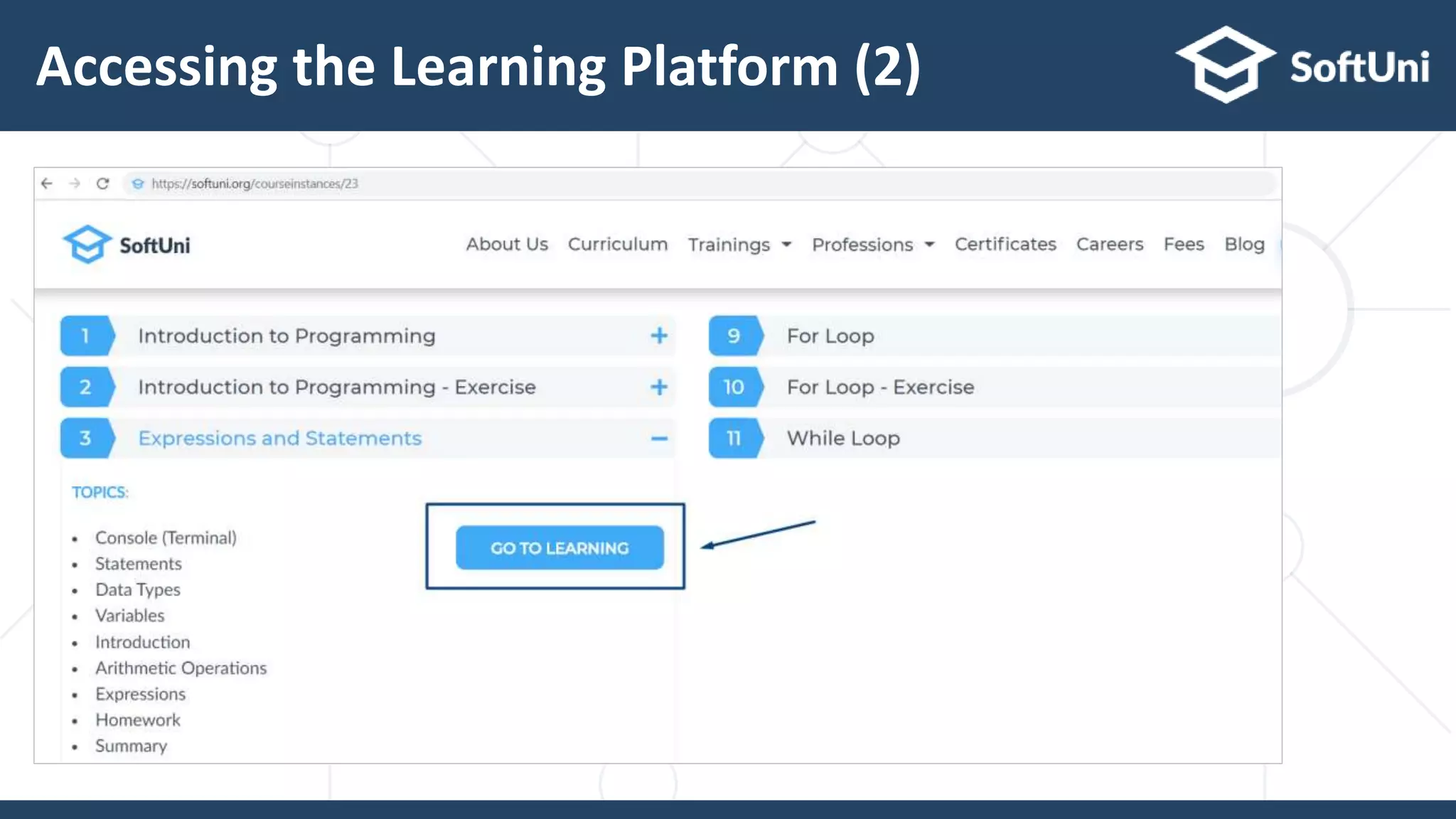 Accessing the Learning Platform (2)
 