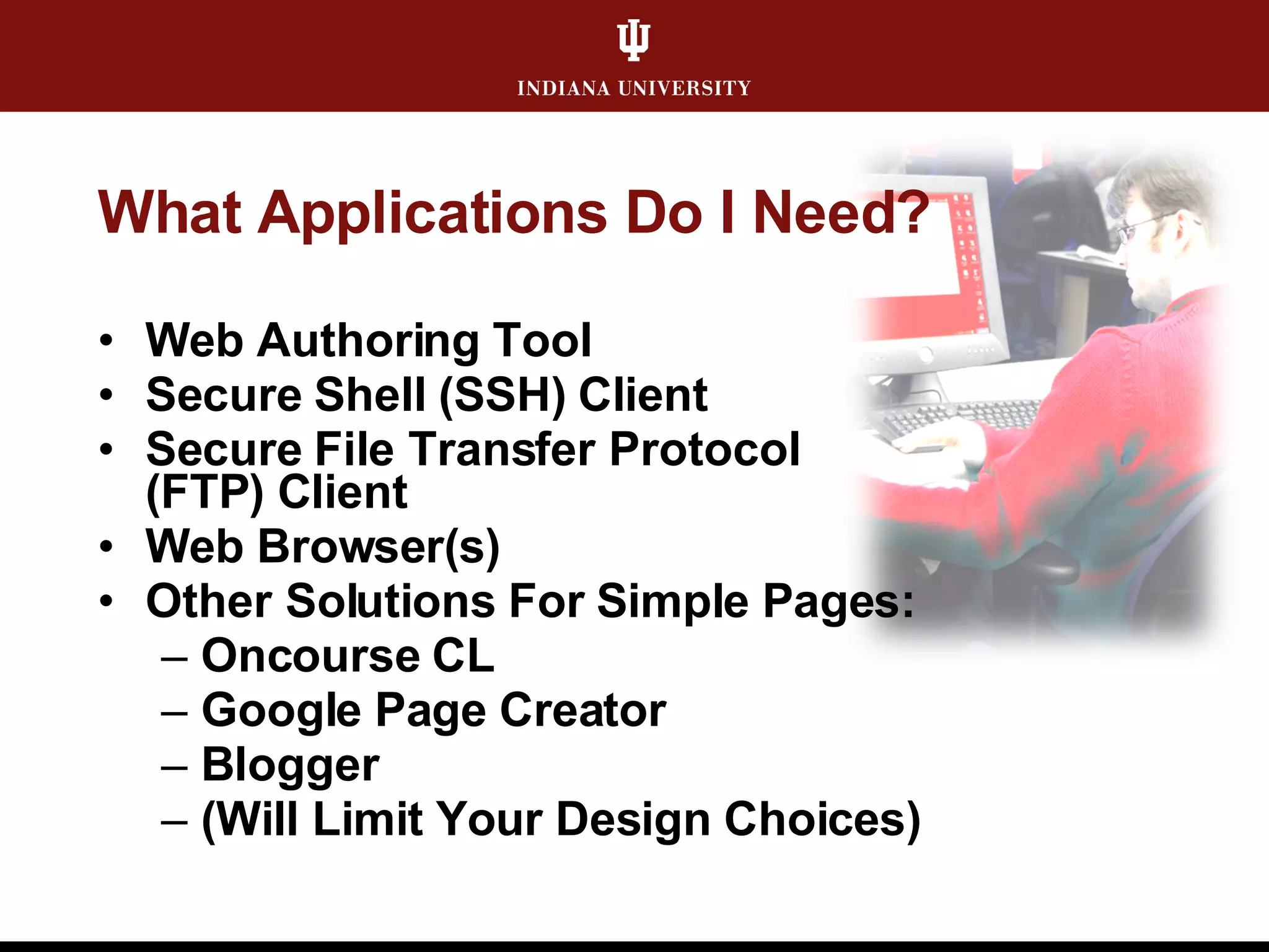 Web Publishing: An Overview of Tools and Service