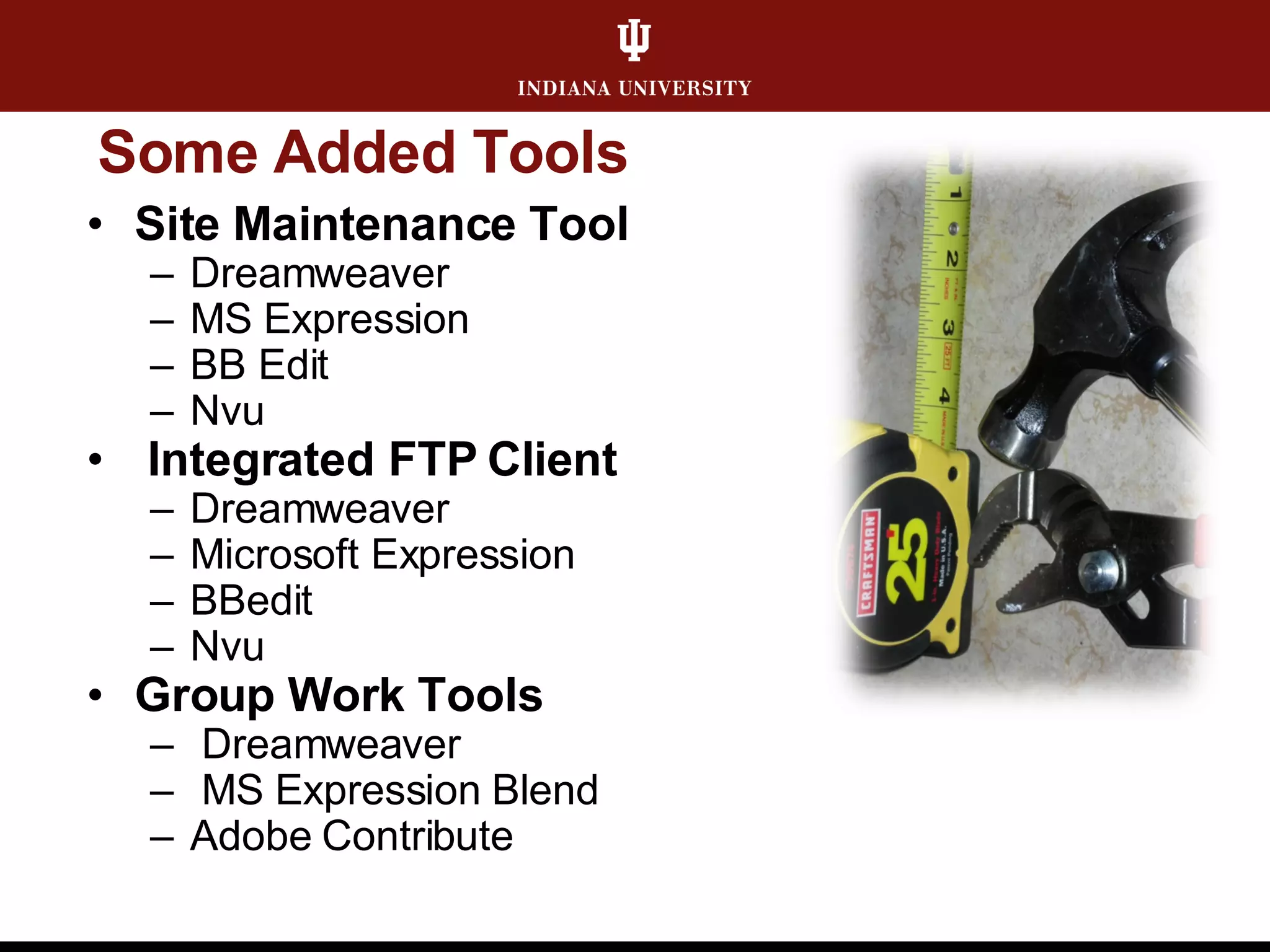 Web Publishing: An Overview of Tools and Service