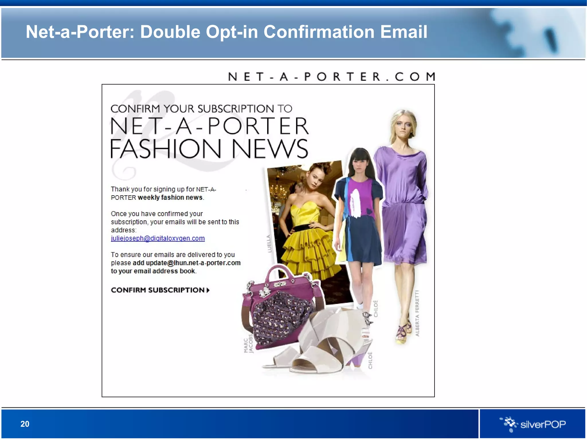 Net-a-Porter: Double Opt-in Confirmation Email  
