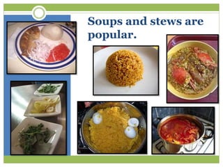 Staple Foods from Ghana
 Maize
 Rice
 Beans
 Cassava
 Yam
 Peanuts
 Palm nuts
 Fish
 Bread
 