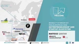 WELCOMEPROJECT welcomestartup.eu PAGE 1welcomestartup sewelcomeeu
PAN-EUROPEAN WEB
ENTREPRENEURSHIP AND
STARTUP ECOSYSTEM
MATEVZ GANTAR
BRUSSELS 1ST OF FEBRUARY 2017
 