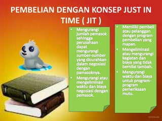 PEMBELIAN DENGAN KONSEP JUST IN
TIME ( JIT )
 