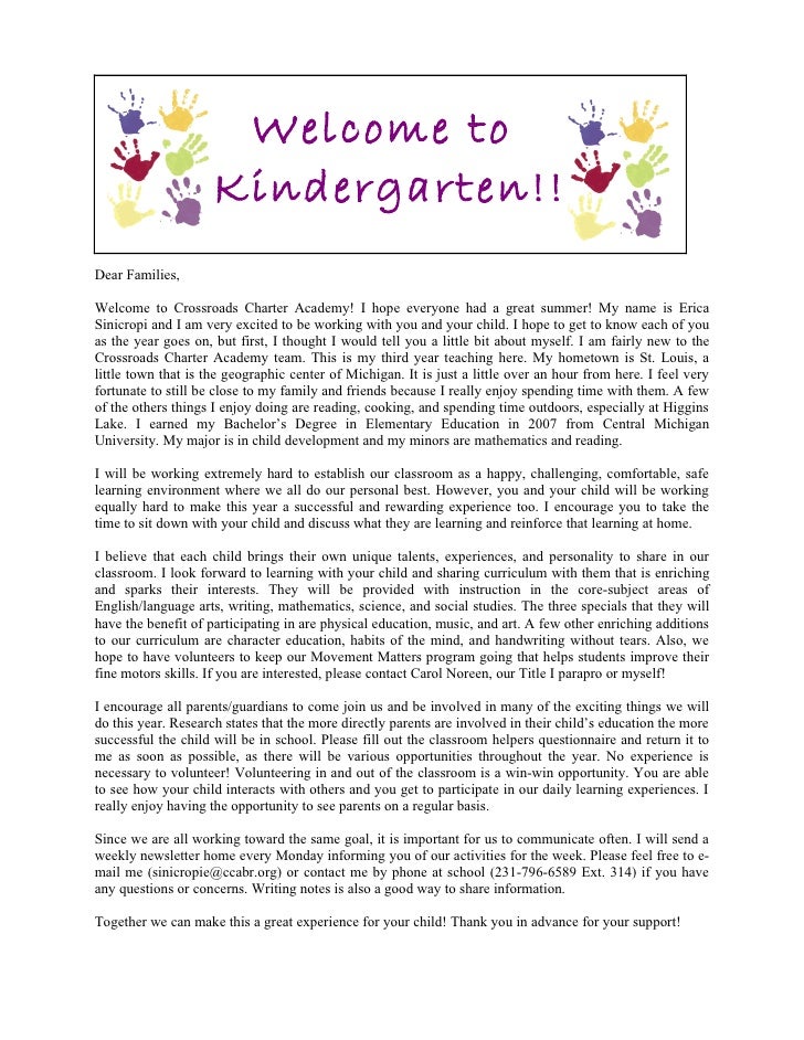 Welcome letter