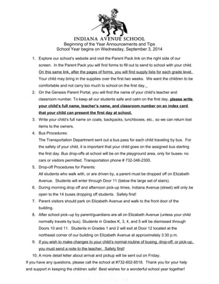 Welcome letter