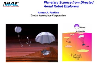 Planetary Science from Directed 
Aerial Robot Explorers 
AlexeyA. Pankine 
Global Aerospace Corporation  