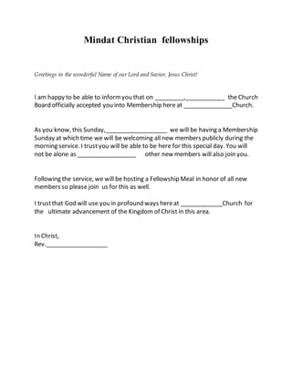 Welcome offical church memberships | DOCX