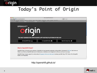 5
Today's Point of Origin
http://openshift.github.io/
 