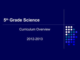 5th Grade Science

       Curriculum Overview

           2012-2013
 
