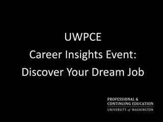 UWPCE Career Insights Event: Discover Your Dream Job 