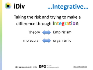 …Integrative…
Taking the risk and trying to make a
difference through Integration
Theory Empiricism
molecular organismic
 