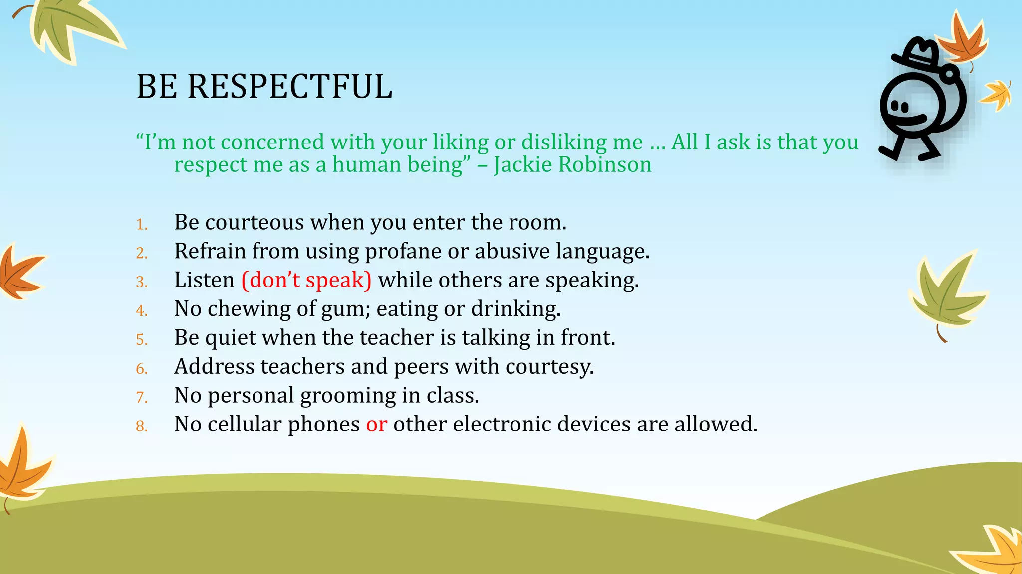 Classroom Rules Orientation During the First Day of Class | PPTX ...