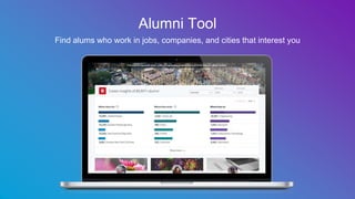 Alumni Tool
Find alums who work in jobs, companies, and cities that interest you
 