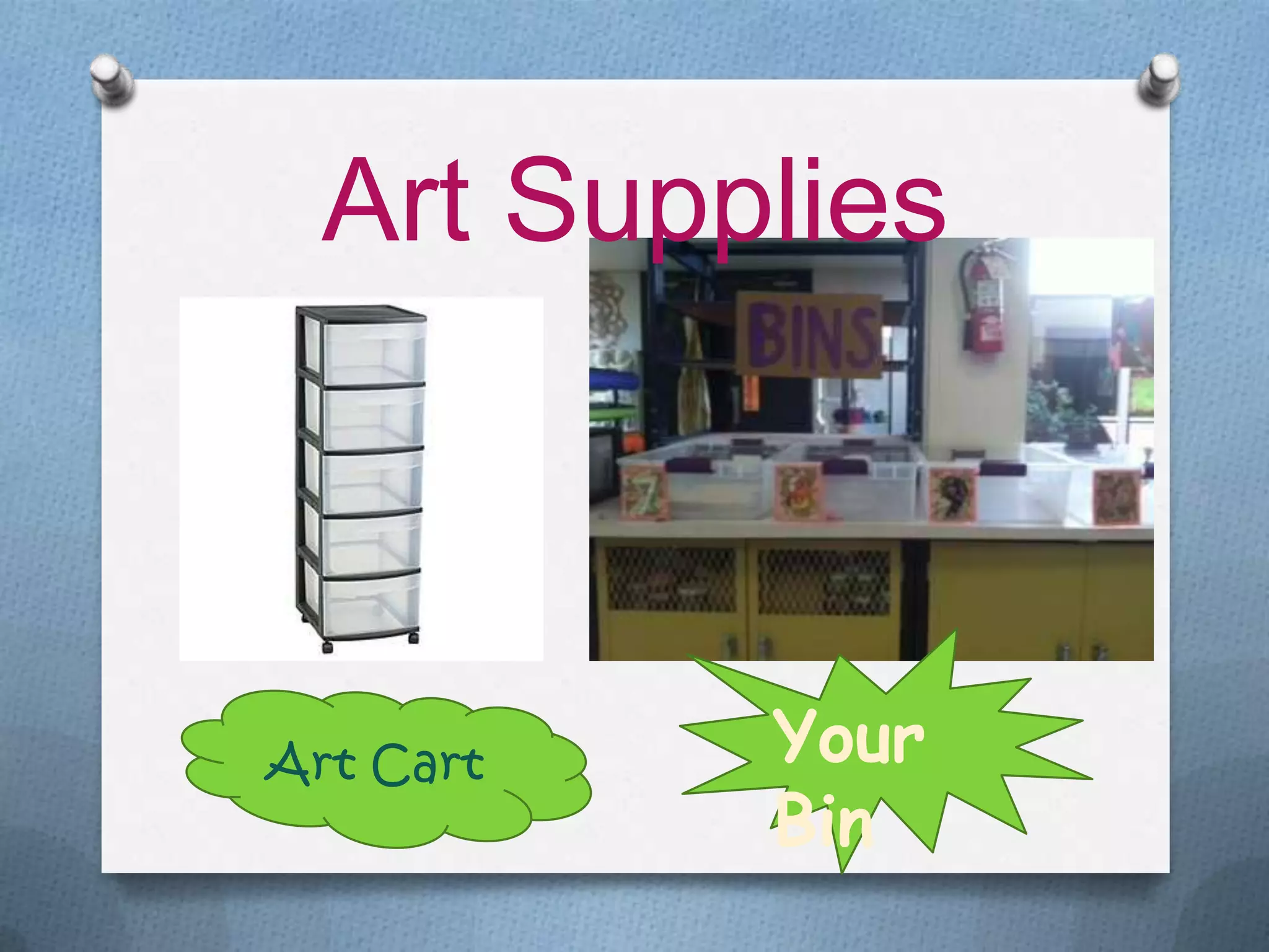 Art Supplies



Art Cart   Your
           Bin
 