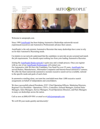 Autopeople – Premier National Automotive Recruiter | PDF
