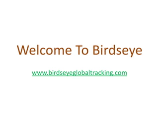 Welcome To Birdseye
www.birdseyeglobaltracking.com
 