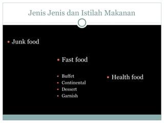 Jenis Jenis dan Istilah Makanan
 
