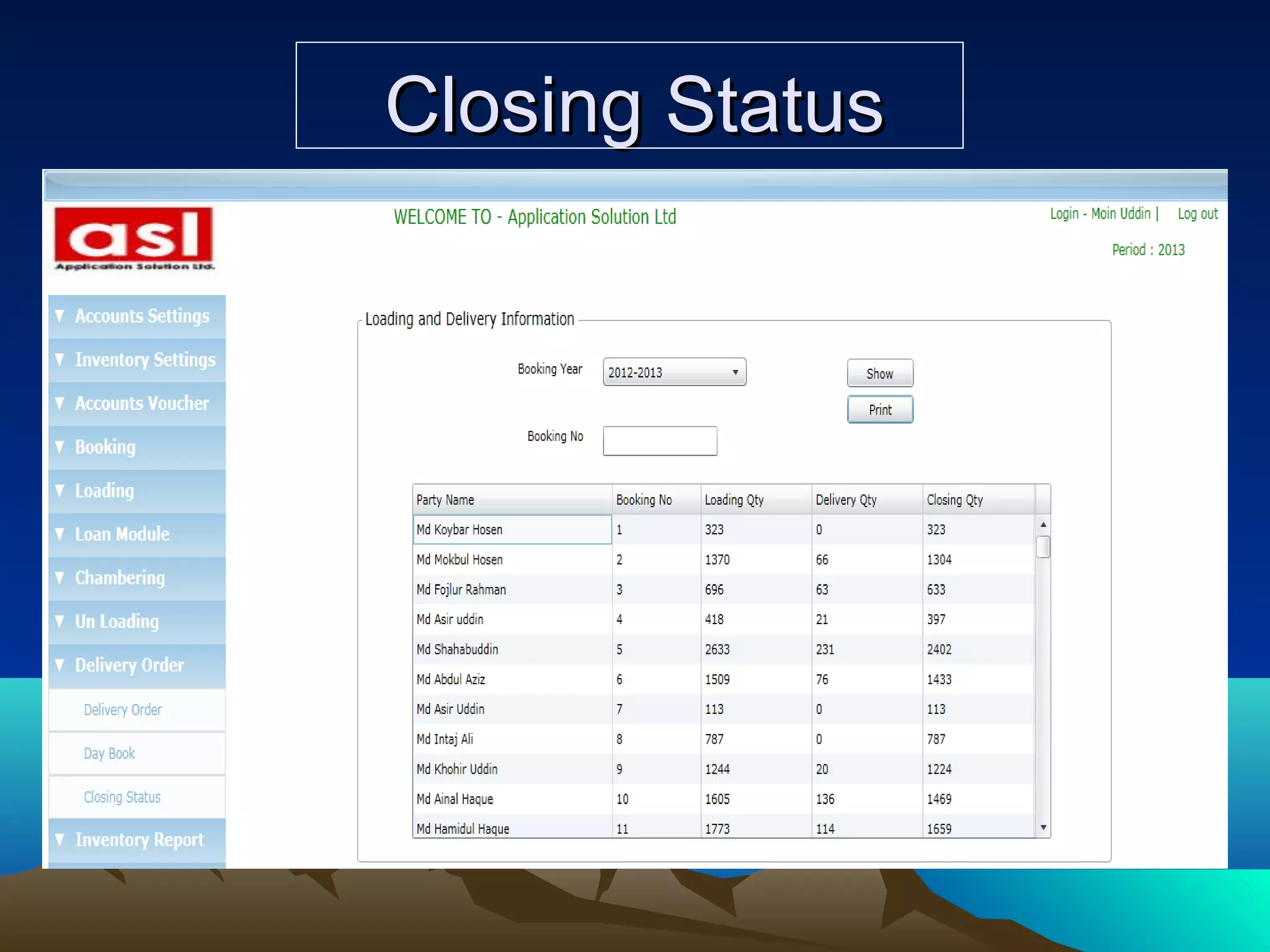 Closing StatusClosing Status
 