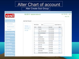 Alter Chart of accountAlter Chart of account
Alter Create Sub Group
 