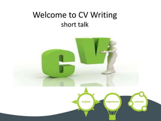 Welcome to CV Writing 
short talk 
 