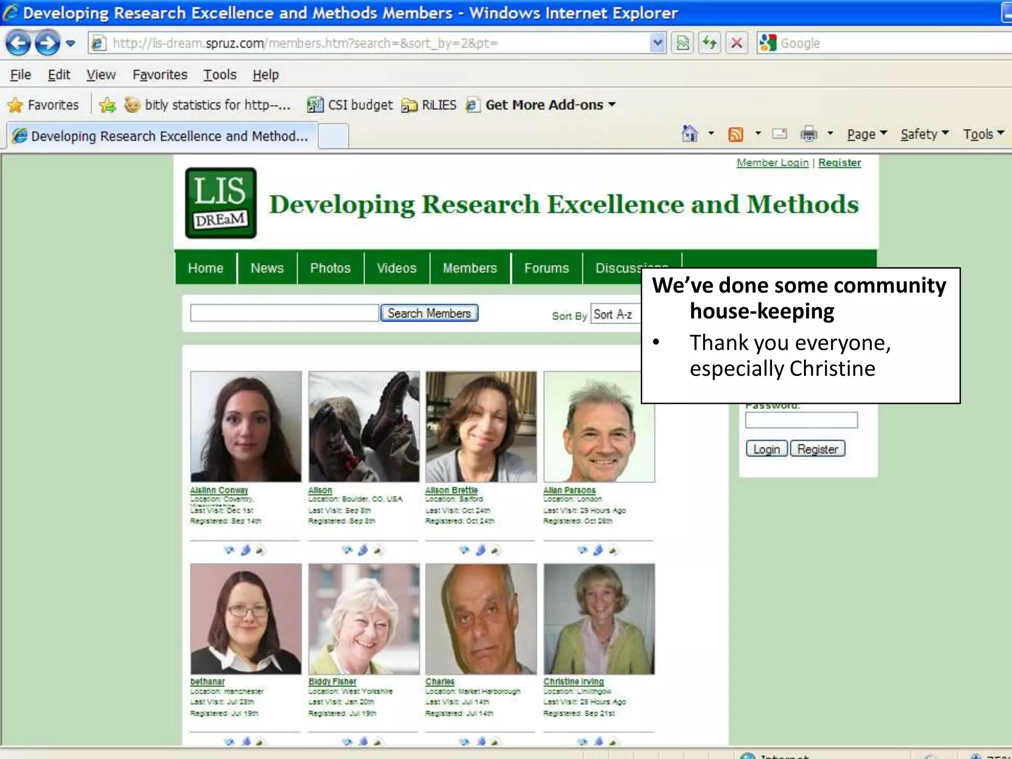 We’ve done some community
house-keeping
• Thank you everyone,
especially Christine