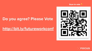 Do you agree? Please Vote


http://bit.ly/futureworkconf
Scan to vote 👇
 